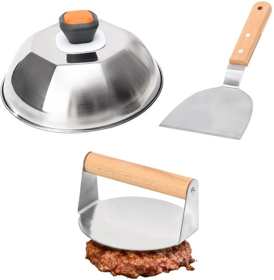 Kit di formatura hamburger pesante per griglia - Smash Burger - Piatto di formatura - Coperchio di cottura - Risultati professionali - Cottura perfetta - Formatrice di hamburger