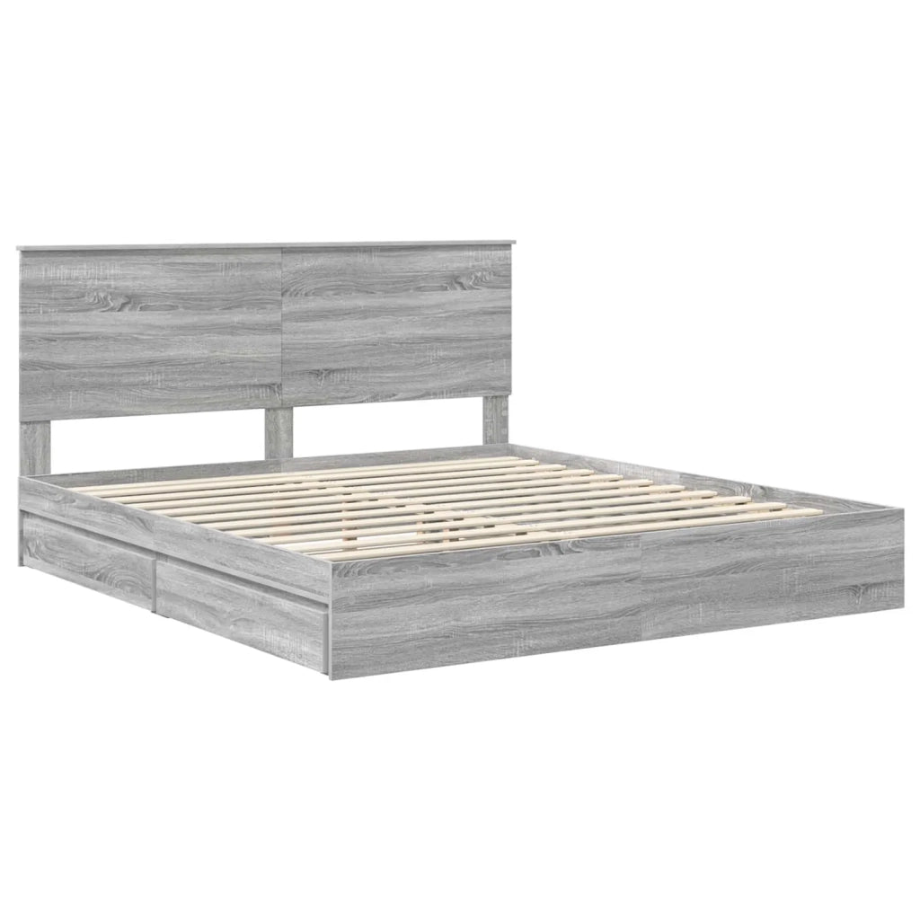Letto con Contenitore con testiera Grigio Sonoma 200 x 200 cm 3409522