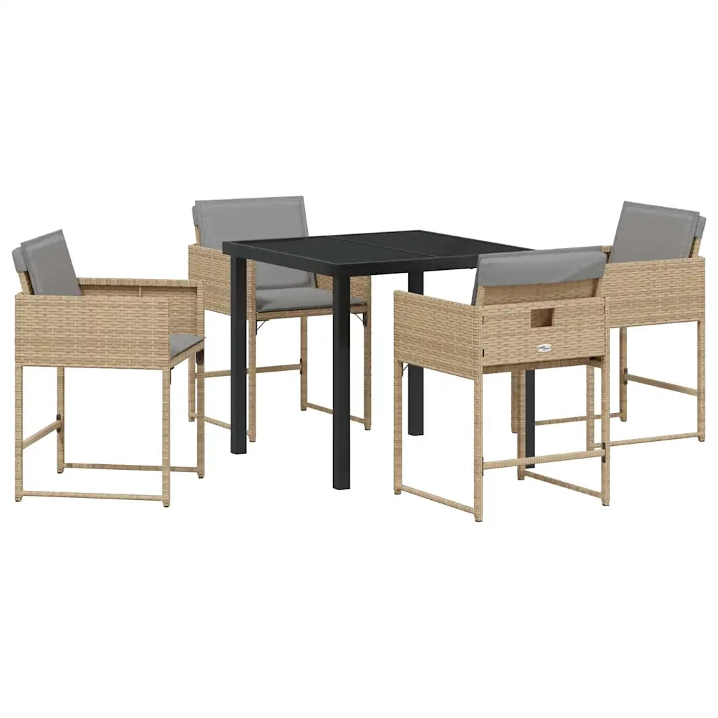 Set da Pranzo per Giardino 5 pcs Beige polyrattan 3380737