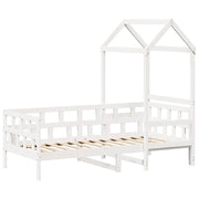 Dormeuse con Tetto 80x200 cm Bianco in Legno Massello di Pino