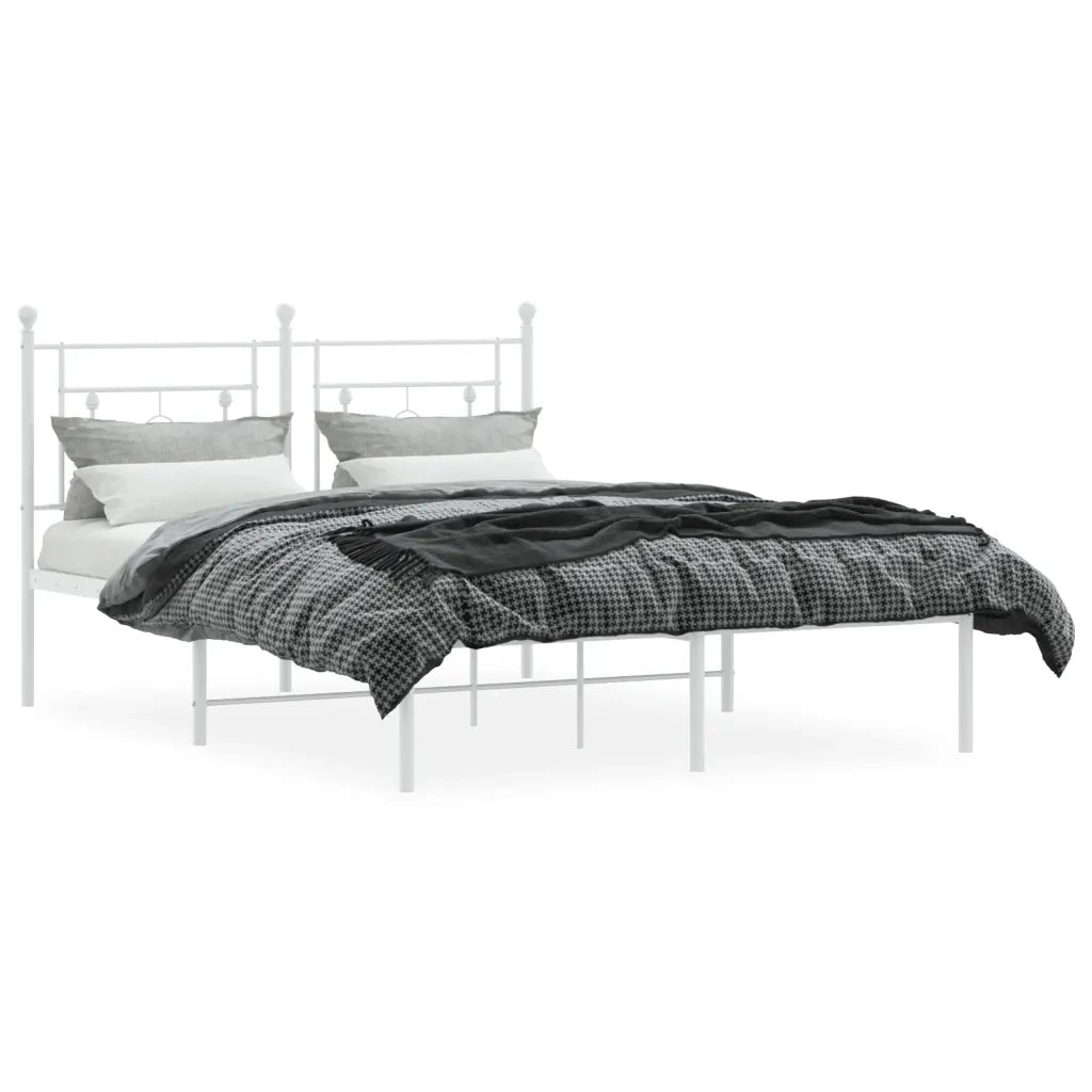 Giroletto con Testiera-Struttura Letto con testiera Metallo Bianco 140x190 cm 365818