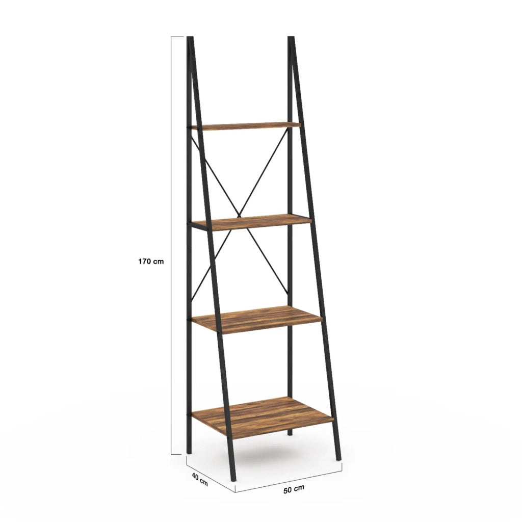 IDMarket - Scaffale a scala 4 livelli in legno invecchiato 170 cm design industriale HAWKINS