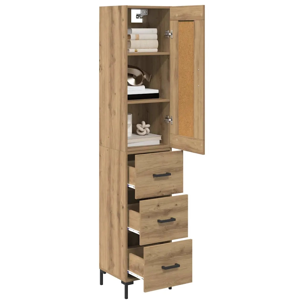 Credenza | Madia | Buffet da pranzo | Armadio da pranzo con cassetto Rovere artigianale 34,5 x 34 x 180 cm
