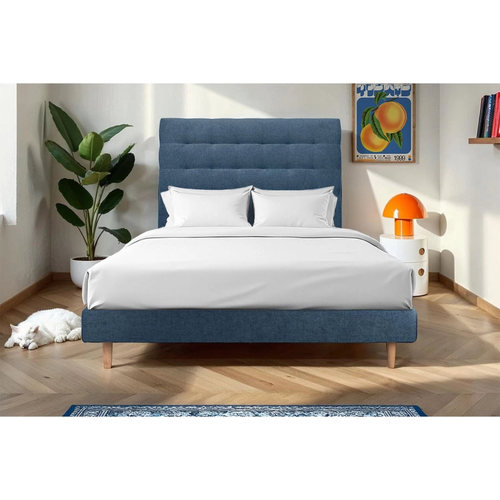 Letto 135x190 cm con testata imbottita - Tessuto Tela opaca