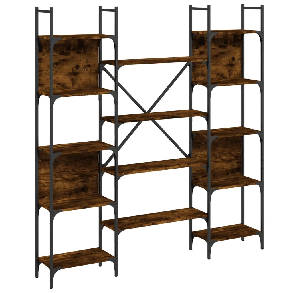 Libreria Rovere Fumo 155,5x24x166,5 cm in Legno Multistrato 838860