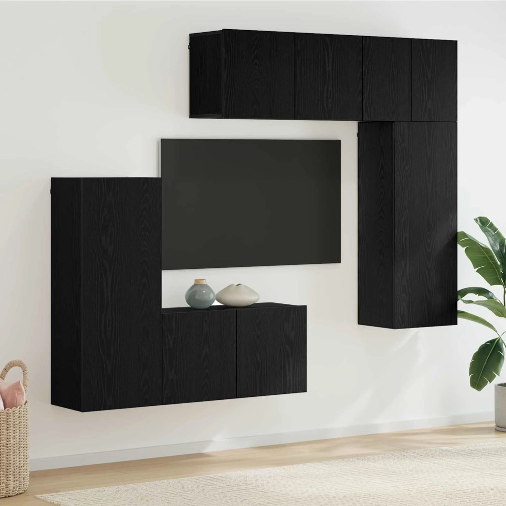 Unità TV da Parete 5 pcs Rovere nero Legno multistrato 3402778