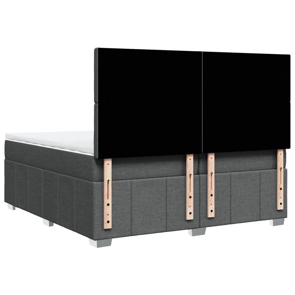 Giroletto a Molle con Materasso Grigio Scuro 200x200 cm Tessuto