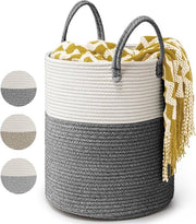 Cestino di Stoccaggio in Cotone 39L con Copertura - Dimensioni 35 x 40 cm - Riutilizzabile e Pratico da Utilizzare (Grigio Scuro)