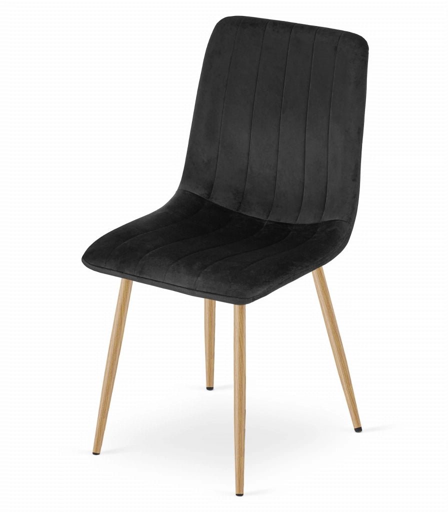 Sedia Valora JEWA - Seduta in velluto nero con gambe color legno x1
