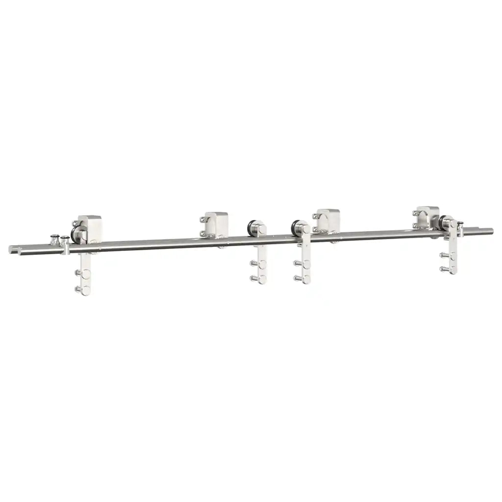 Kit Binari Porta Scorrevole 183 cm Acciaio Inossidabile Argento 3295765