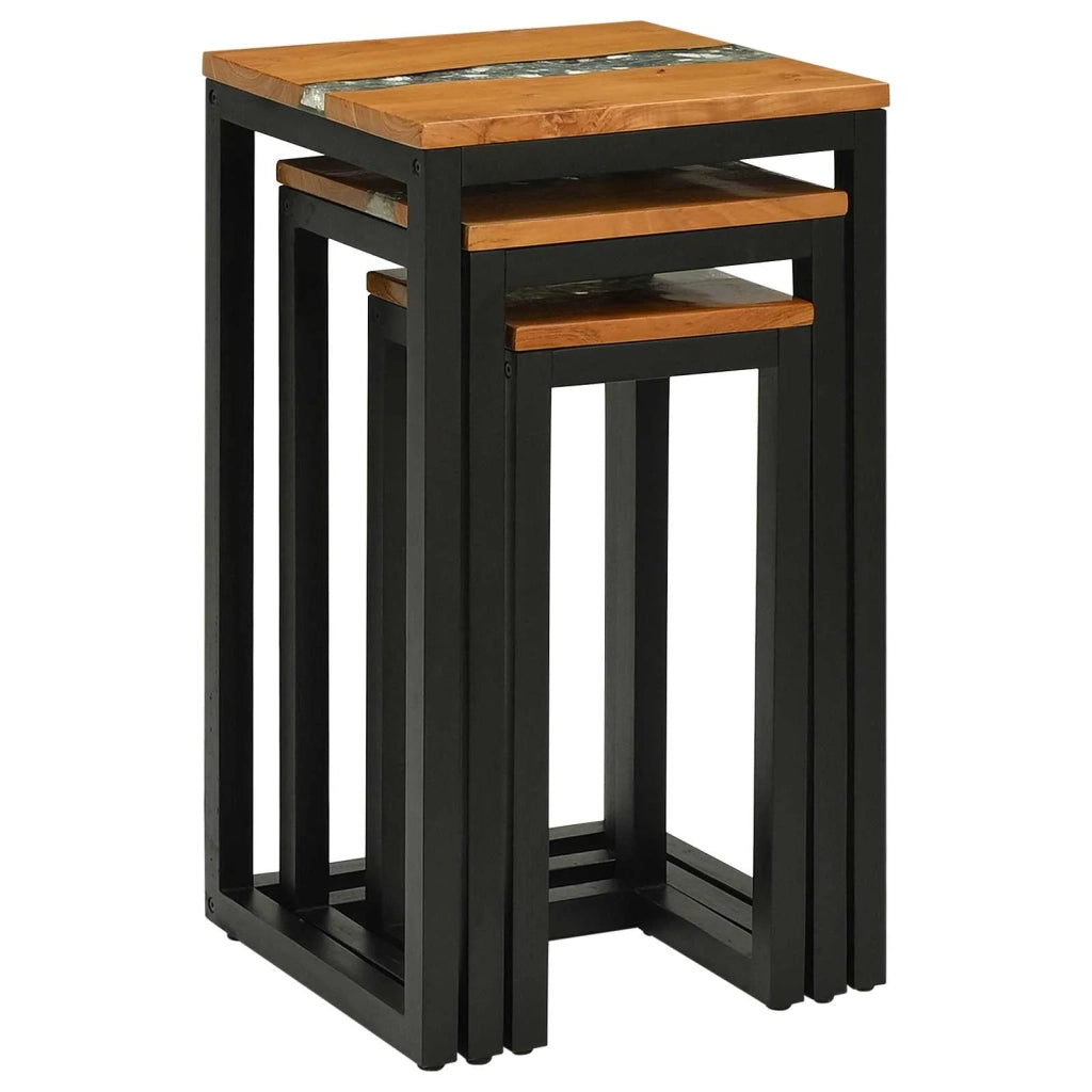 Tavolo Nesting 3 pz Marrone Legno di teak solido CFW6646680