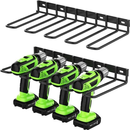 Organizzatore di Strumenti Elettrici a Muro - Supporto per Trapano in Metallo Resistenente - Pegboard per Garage - Sistema di Organizzazione di Laboratorio - 2 Pack - 378 x 173 x 43 cm