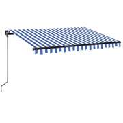 Tenda da Sole | Tenda parasole Retrattile Manuale con LED 350x250cm Blu e Bianca