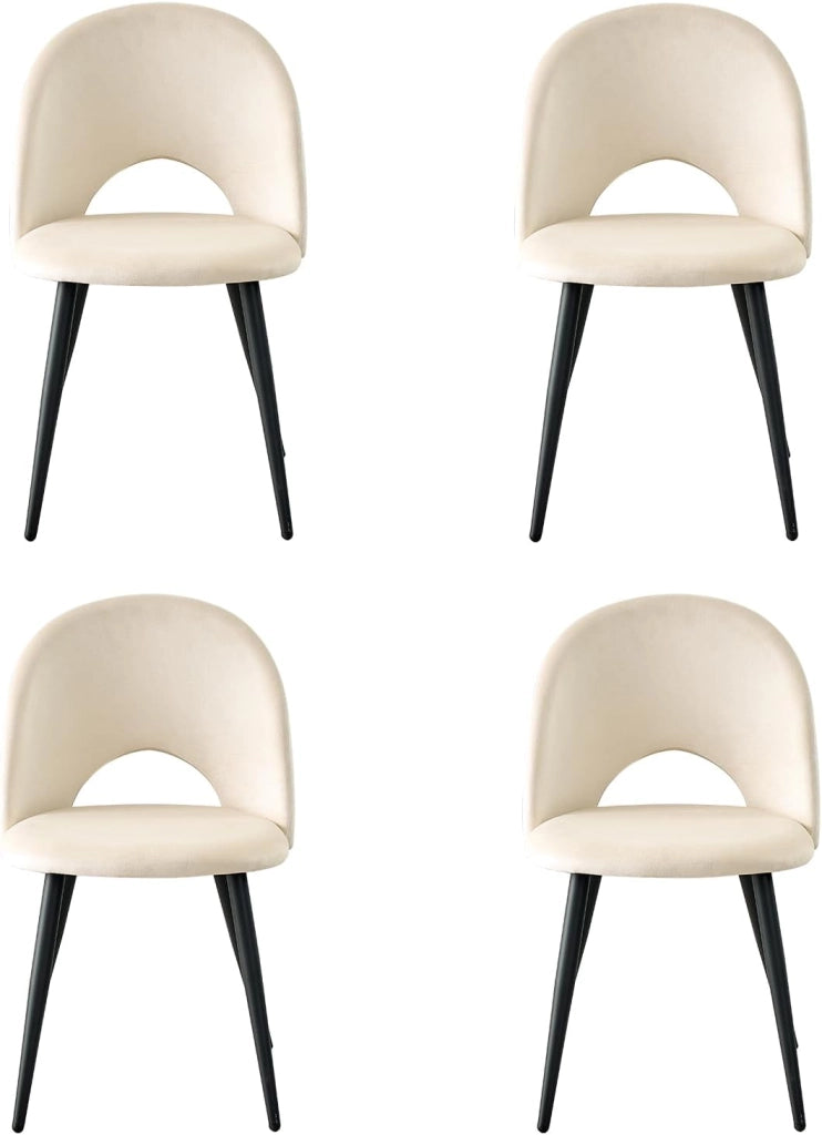 GrandCA HOME Set di 4 Sedie da Pranzo, Moderne Sedie da Cucina Imbottite con Gambe in Metallo, Adatte a Sale da Pranzo, Soggiorni e Camere da Letto - Nero