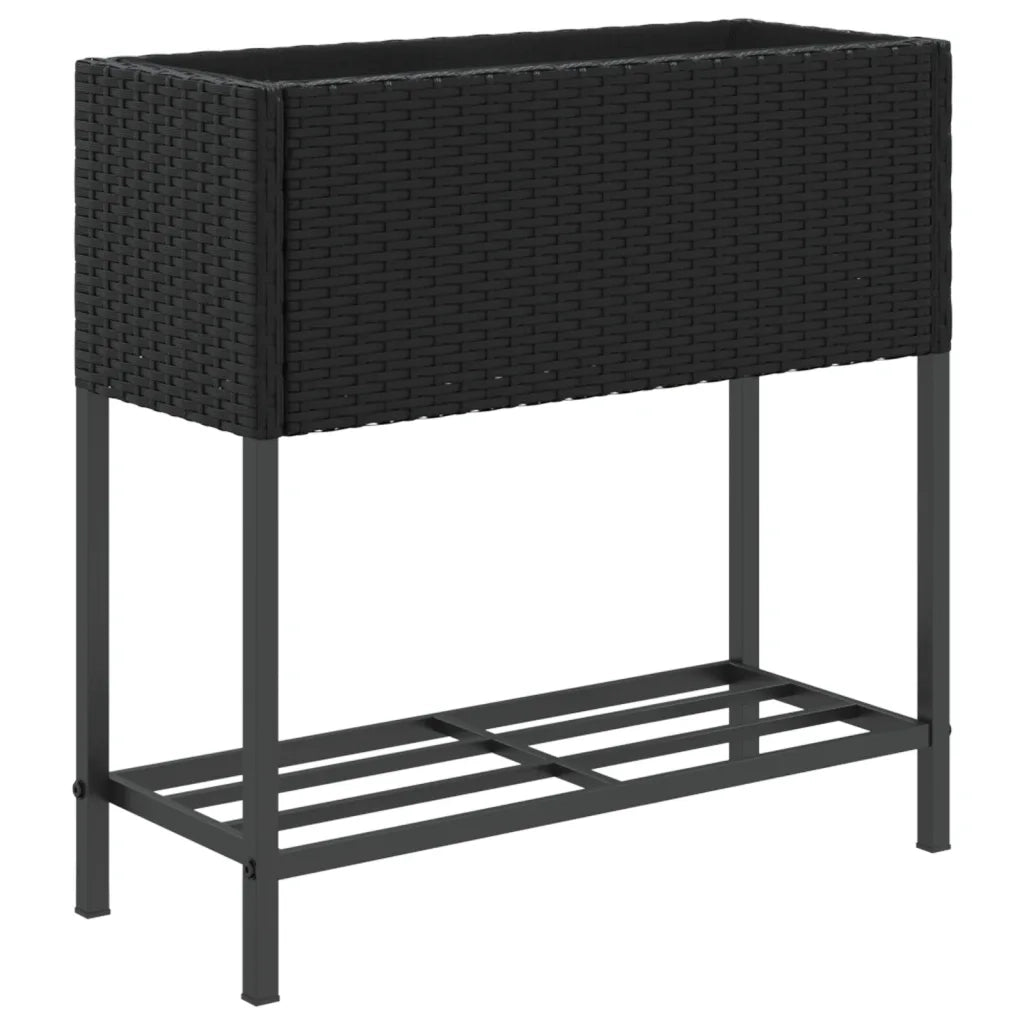 vidaXL Fioriere da Giardino con Ripiani 2pz Nere 70x28x70cm Polyrattan