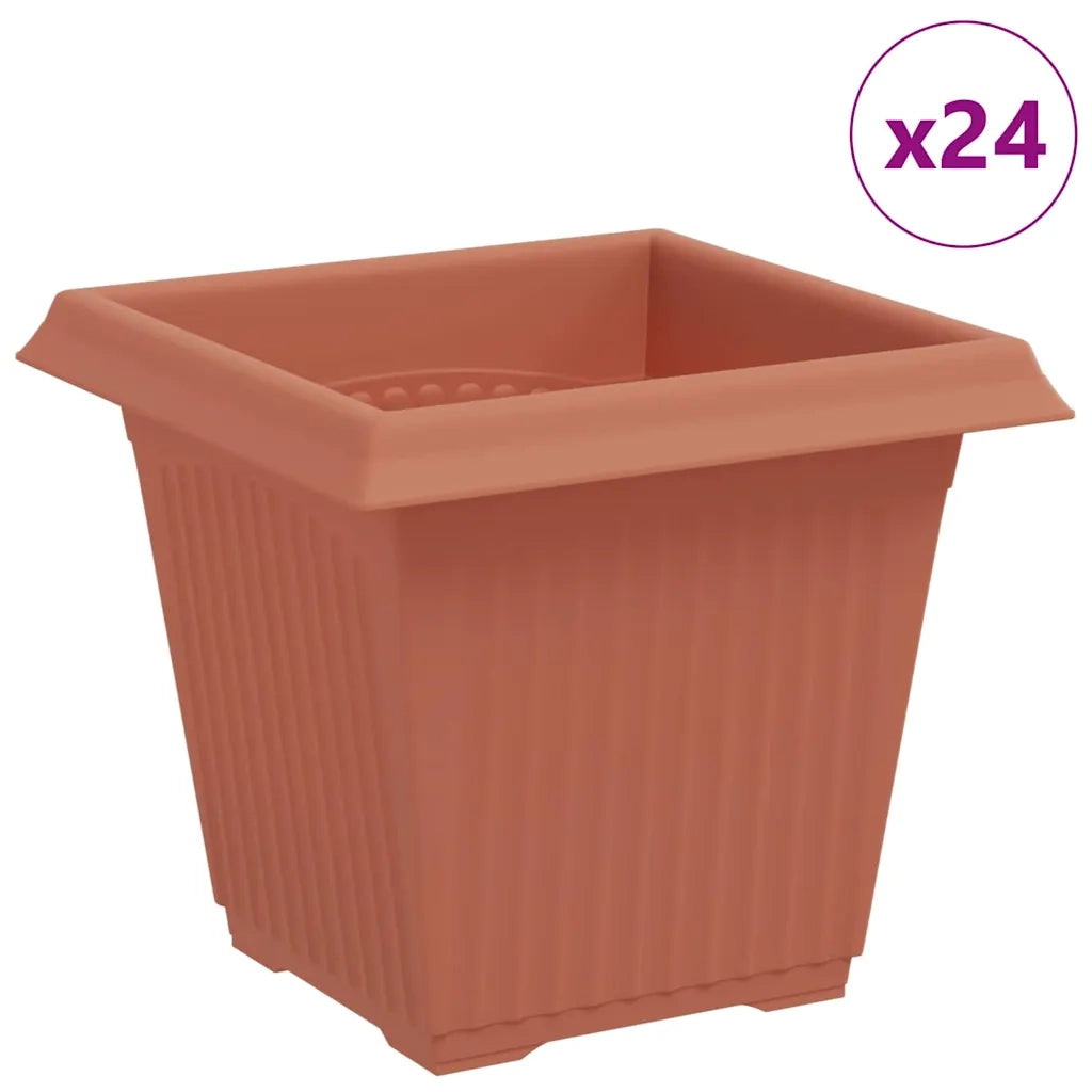Vaso quadrato per fiori 24 pcs Rosso Mattone 16 x 16 x 14 cm