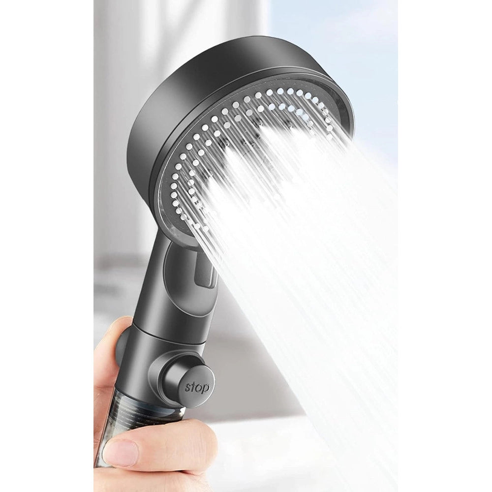 Trade Shop - Doccetta Multigetto Soffione Doccia Filtrato Bagno Pulsante Moderno Filtro Grigio 87528 -