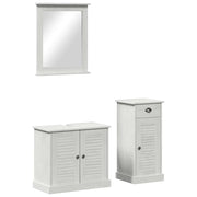 Set di mobili per il Bagno | Armadio da bagno 3 pz Bianco Antico Pino massello