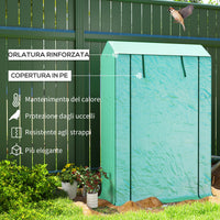 Serra da Giardino a 3 Livelli 100x40x150 cm con Copertura in PE Anti-UV e Porta Avvolgibile Verde