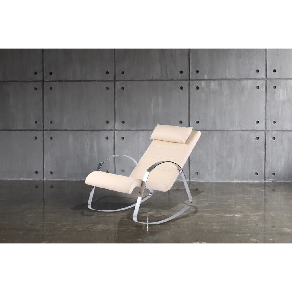 Poltrona relax a dondolo Valentina in ecopelle beige
