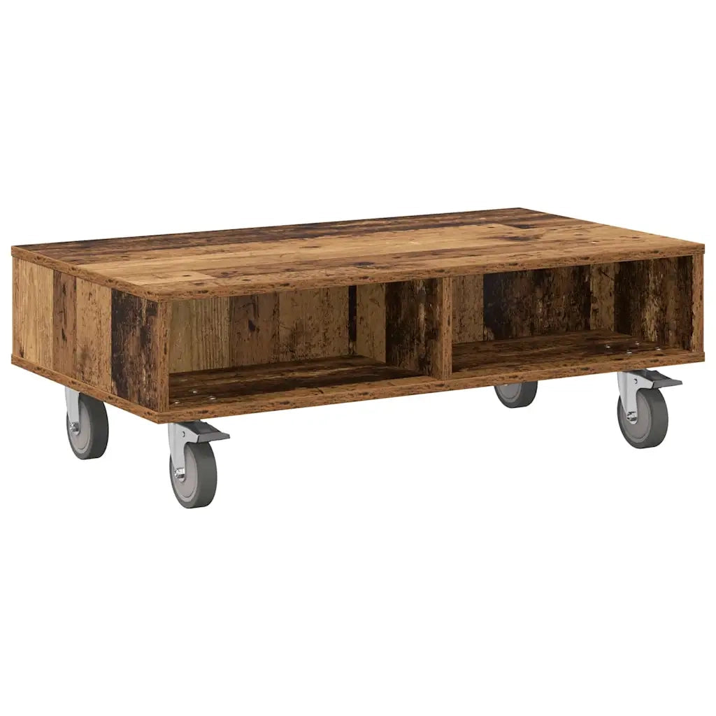 Tavolino | Tavolo laterale con Ruote Legno vecchio 90 x 50 x 30 cm
