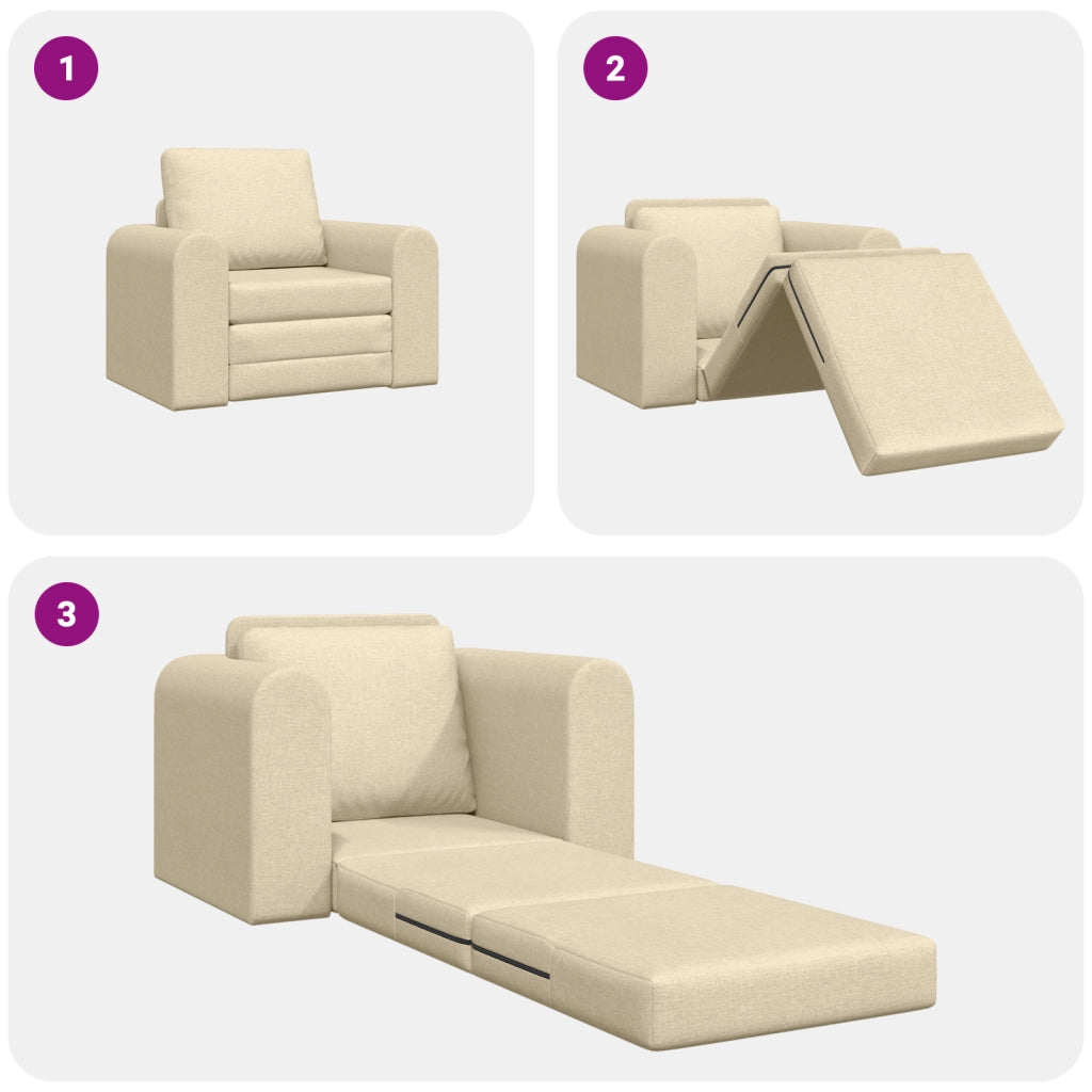 Divano Letto 2-in-1 Panna 98x71x83 cm Tappezzeria