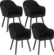 Set di 4 Sedie - Sedia da Cucina in Pelle Lussuosa - Sedie da Cucina - 4 sedie - Per cucina o salotto - Aspetto moderno - In pelle - Velluto - Nero