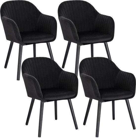 Set di 4 Sedie - Sedia da Cucina in Pelle Lussuosa - Sedie da Cucina - 4 sedie - Per cucina o salotto - Aspetto moderno - In pelle - Velluto - Nero