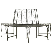 Panca da giardino mobili da esterno per patio albero da giardino terrazza semicircolare 160 cm acciaio grigio argento 02_0011136