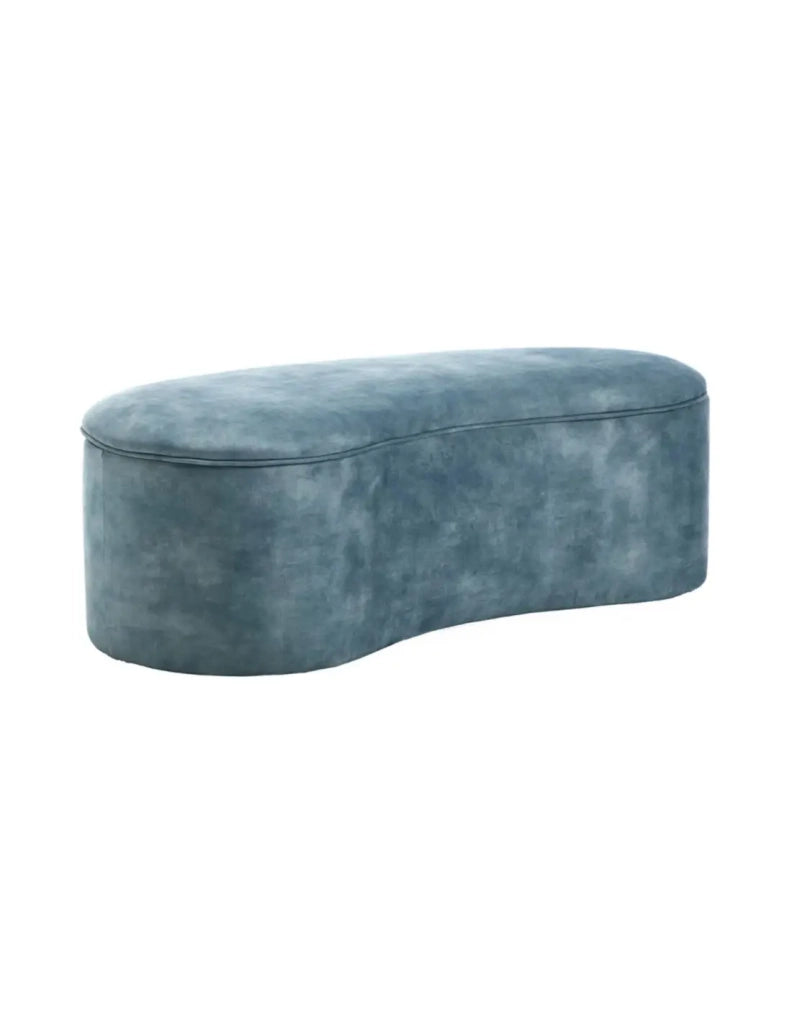 Pouf contenitore NYJY in velluto – Blu – 120 x 40 x 50 cm