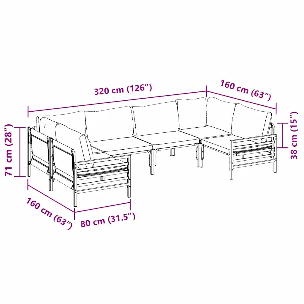 vidaXL Set Divano da Giardino 6 pcs Antracite Acciaio