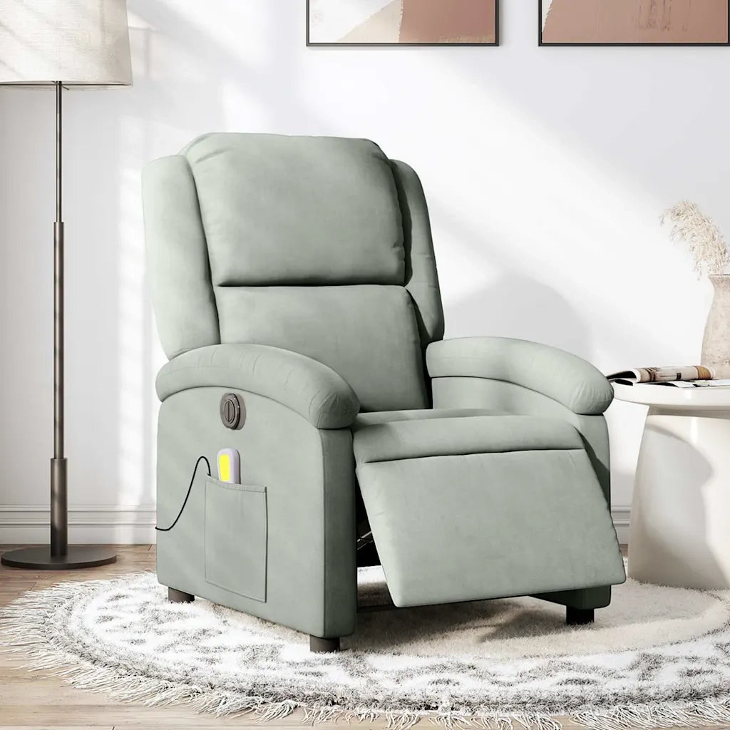Poltrona Elettrica Massaggi Reclinabile Grigio Chiaro Velluto 3204289
