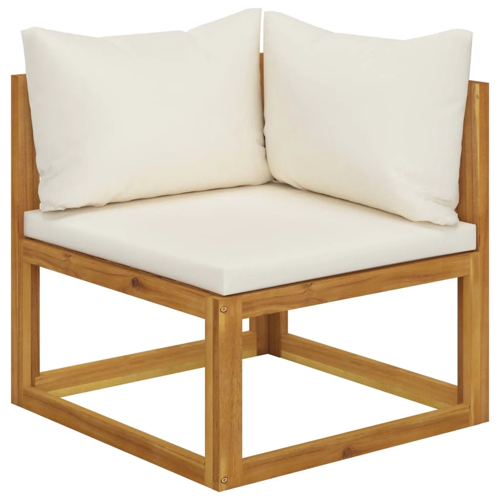 Mobili da giardino mobili da esterno Set di mobili da 6 pezzi con cuscino color crema in legno massello di acacia 02_0016623