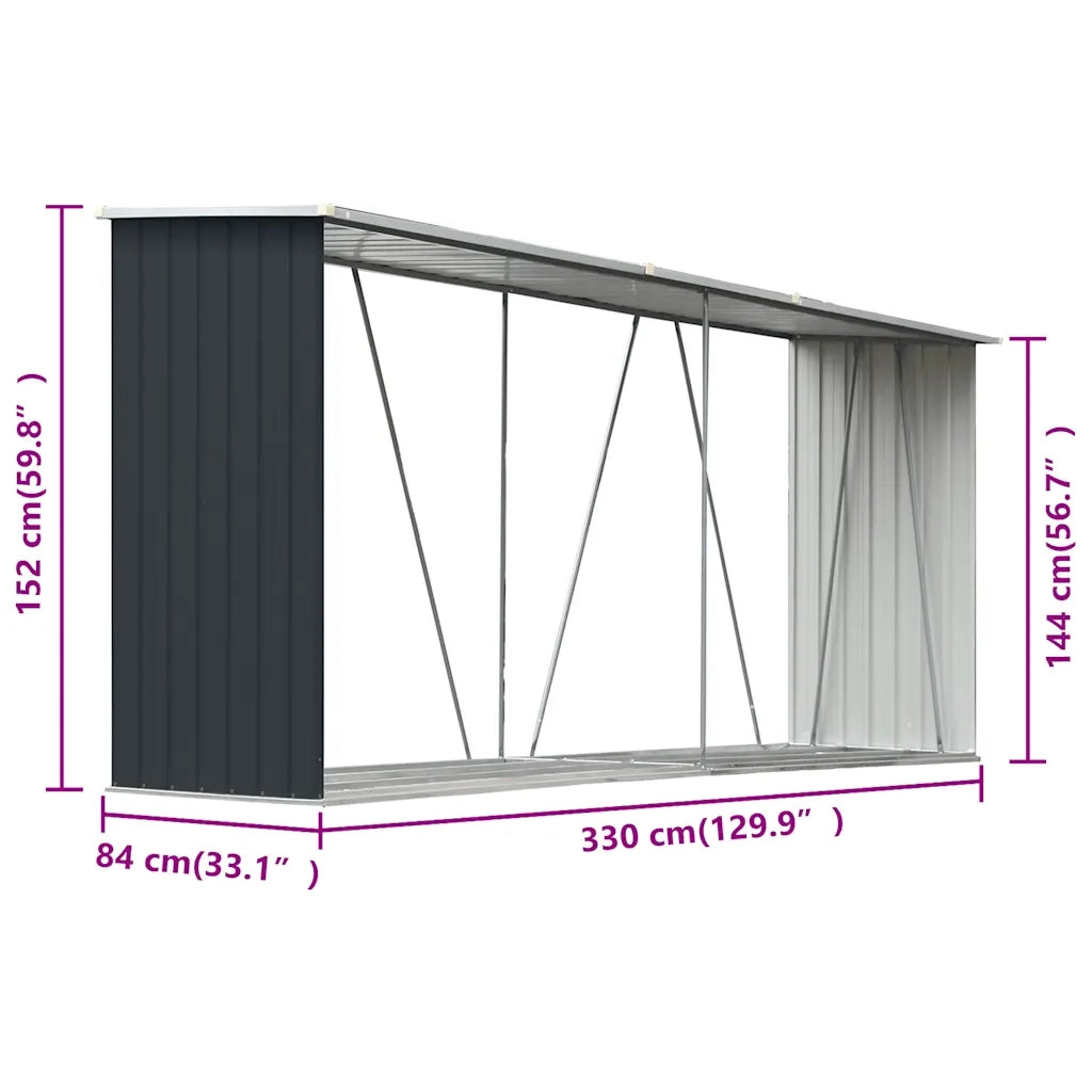 Capannone da Giardino in Acciaio Zincato 330x84x152cm Antracite CFW5208957
