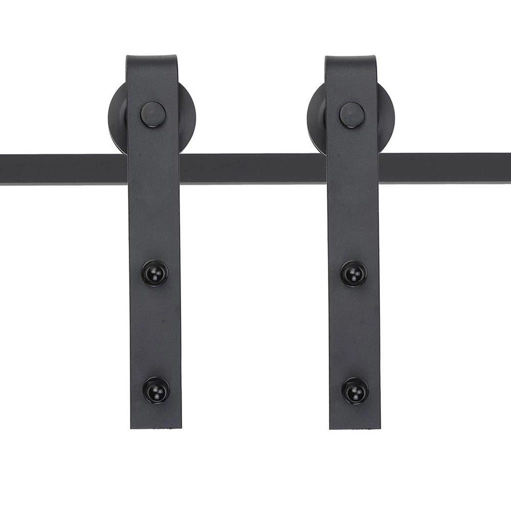 Binario per Porta Scorrevole con Kit Accessori e Rulli, Portata 100kg, Acciaio al Carbonio, 200x4x0.6 cm
