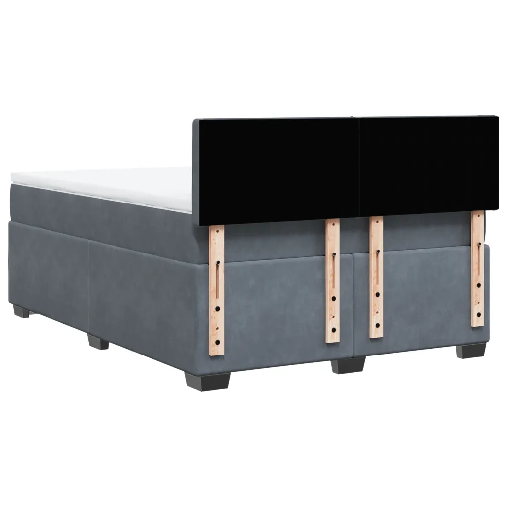 Giroletto a Molle con Materasso Grigio Scuro 140x190 cm Velluto