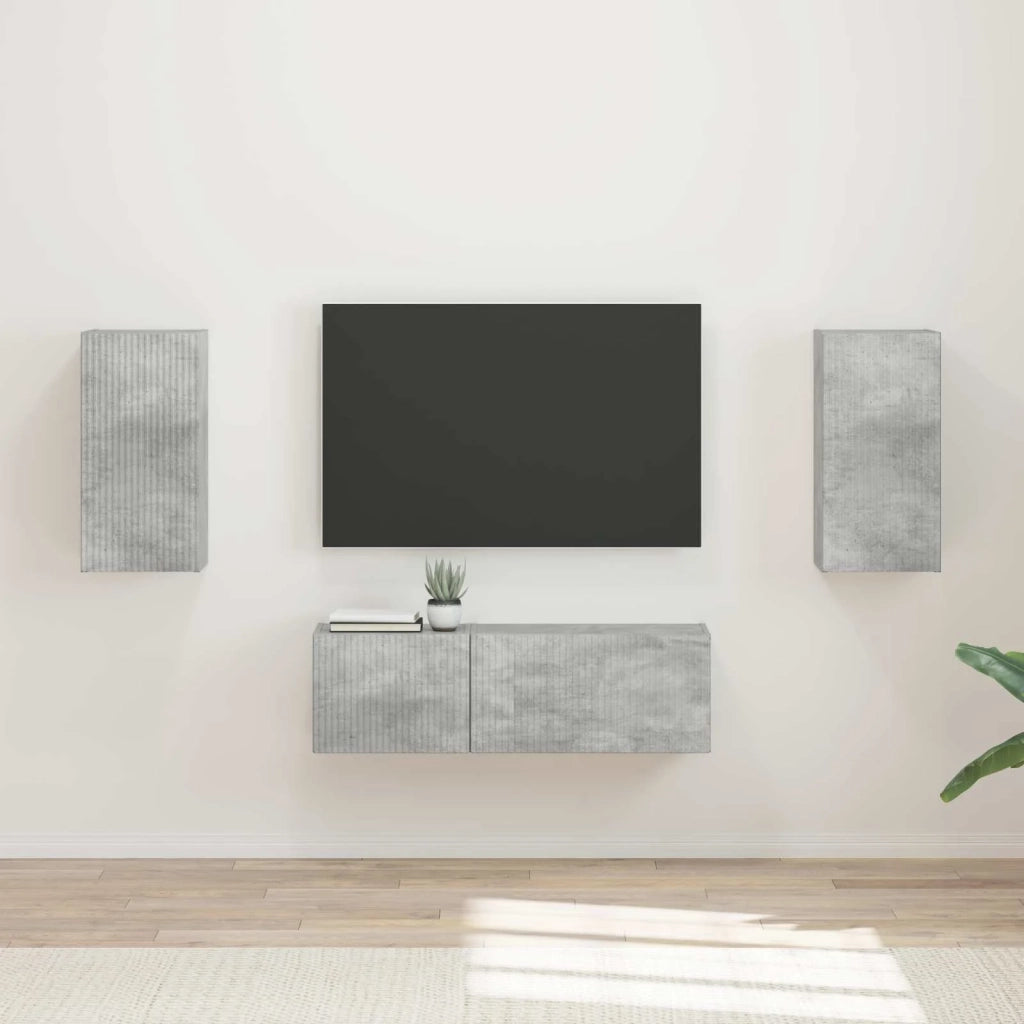Set di Mobiletto da TV a Parete 4 pz-Credenza per TV sospesa Grigio cemento 726588
