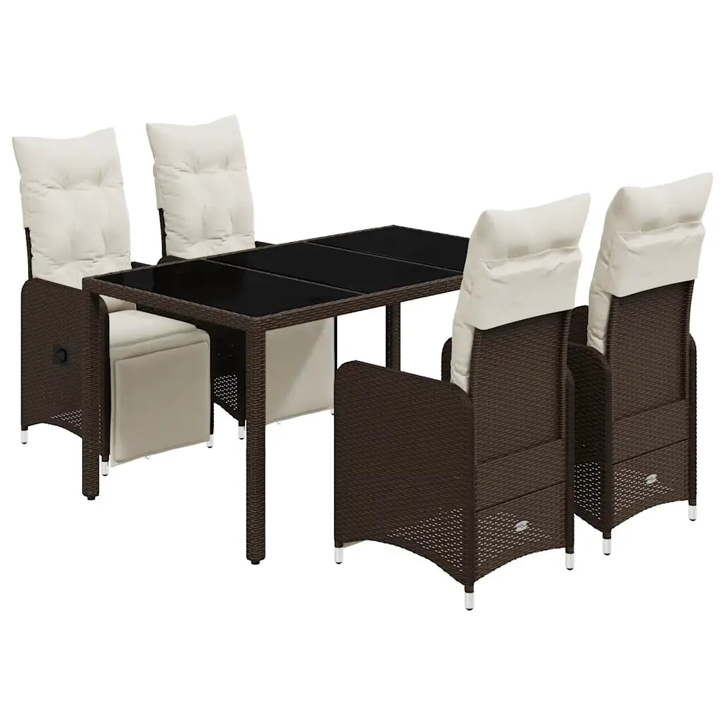 vidaXL Set Bistrò da Giardino 5 pz con Cuscini in Polyrattan Marrone