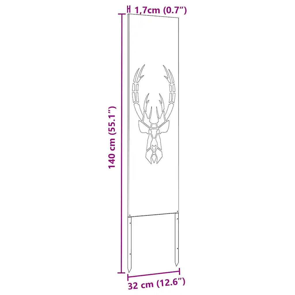 vidaXL Pannello Decorativo da Giardino Stampa animale Nero 32 x 140 cm