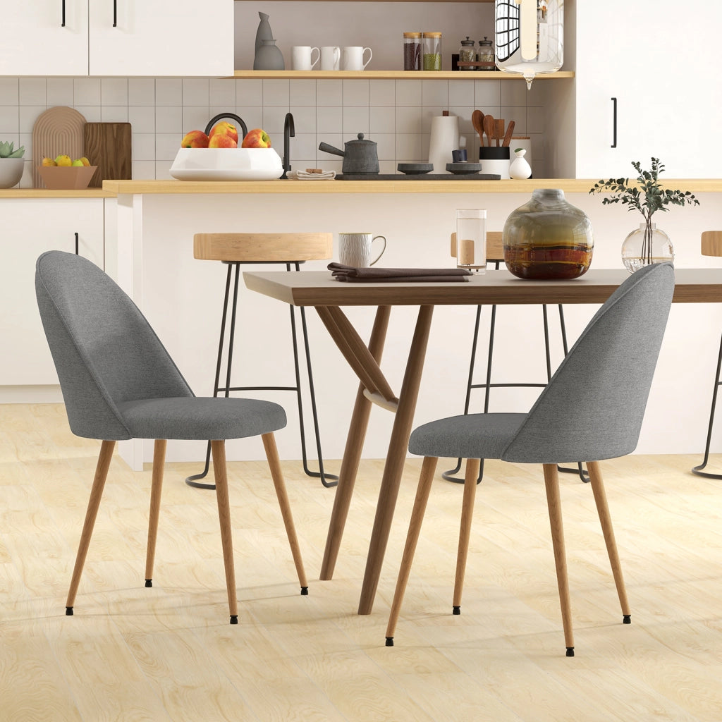 Set 2 Sedie da Pranzo Imbottite in Tessuto con Gambe in Metallo ¨C Zephmum ¨C Grigio 50x52x83 cm