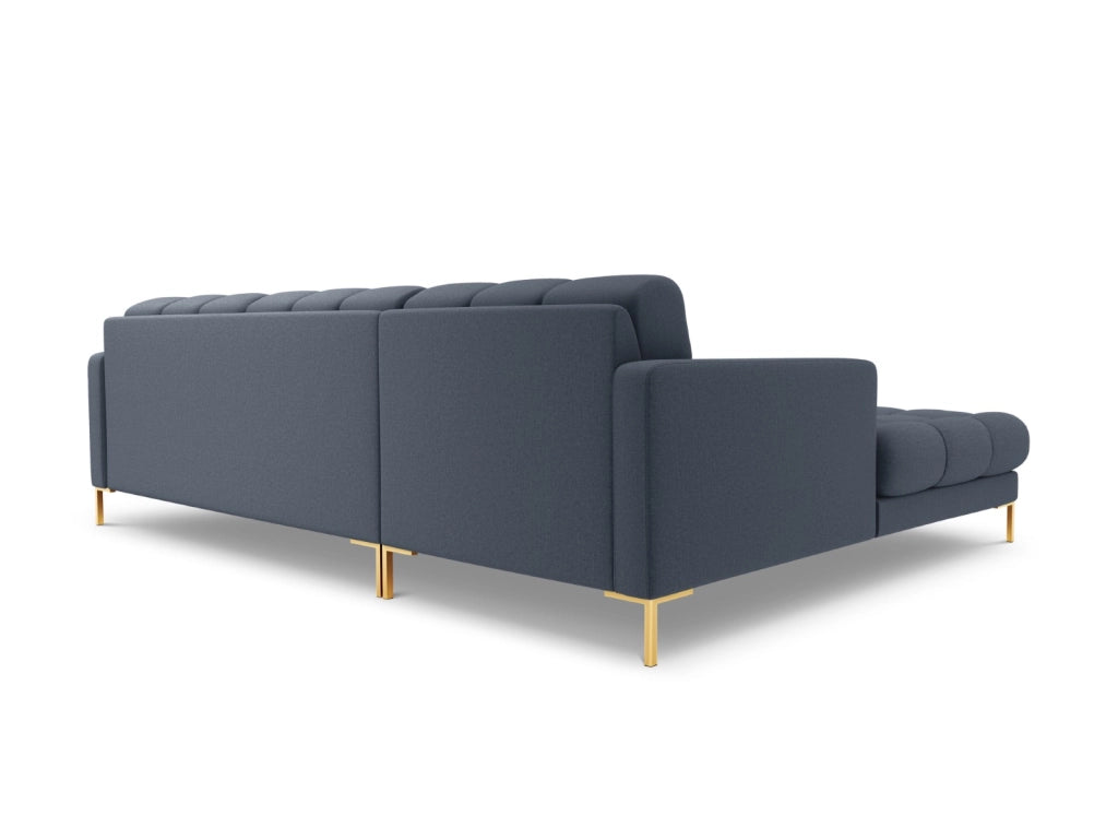 Cosmopolitan Design - Divano angolare sinistro "Bali" 5 posti in tessuto strutturato blu scuro 