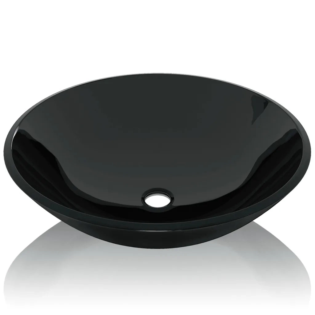 Lavandino in Vetro Temperato 42 cm Nero CFW2334822