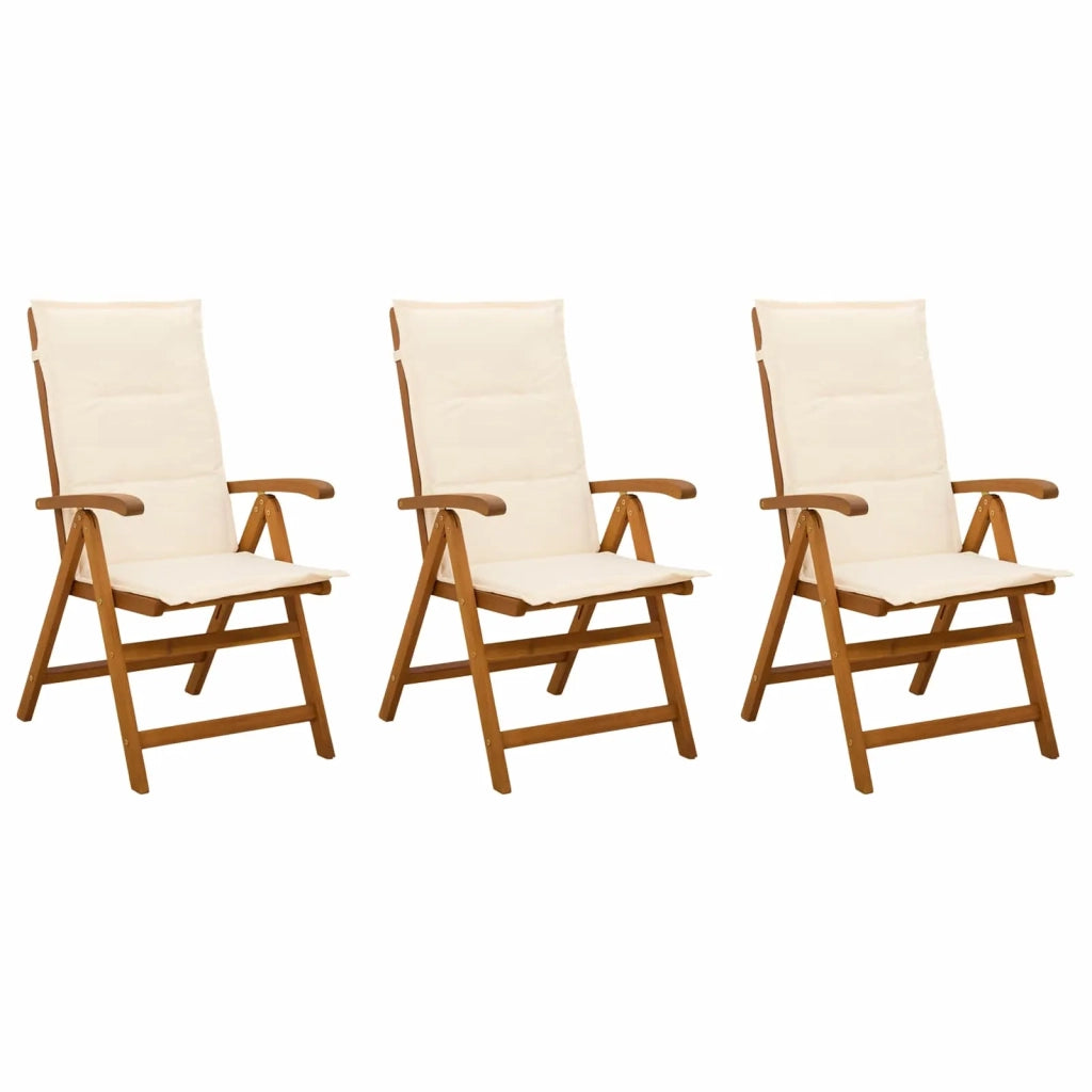 Sedie da giardino reclinabili 3 pz Naturale 42041433