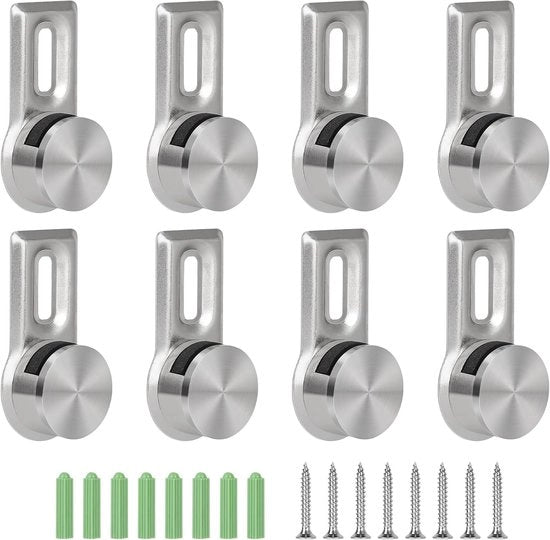 8 x Specchi per Parete Ganci per Spessore 4-7 mm - Supporto per Specchio per Parete con 8 Viti in Acciaio Inox e 8 Conigli per Parete