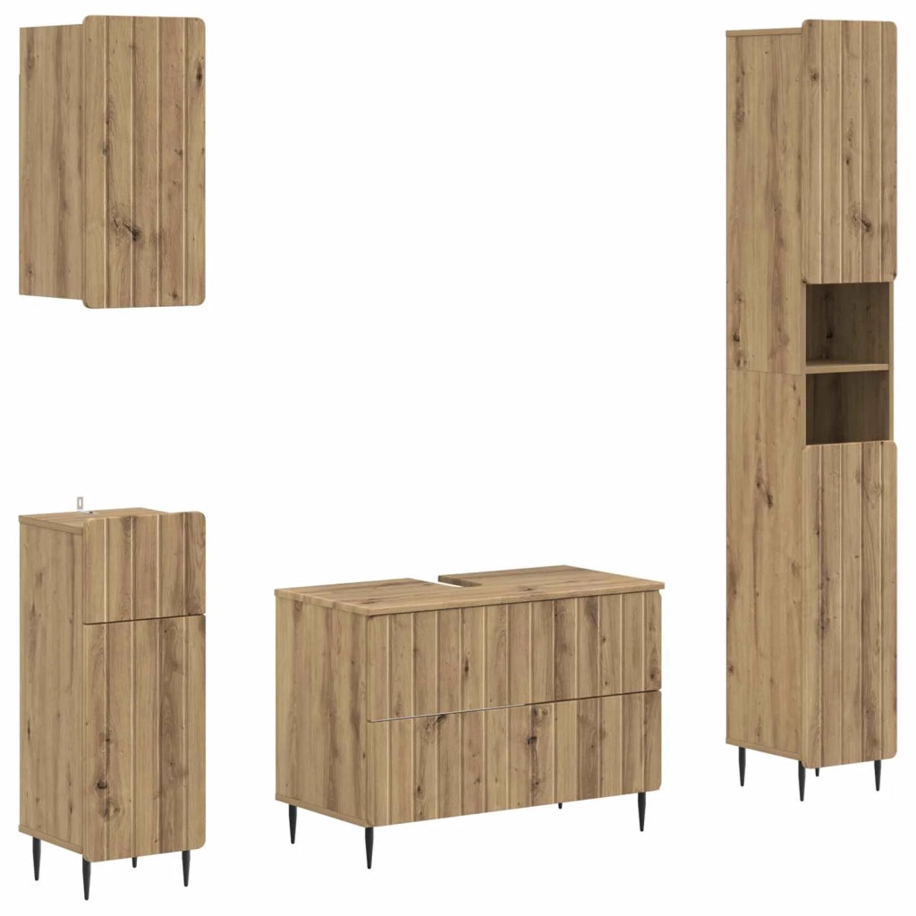 Set di Mobili da Bagno da 4 Pezzi ZWOLLE Rovere Artigianale 3417926