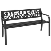 Panchina da Giardino 2 Posti ¨C Zephmum ¨C Acciaio Nero 125x50x75