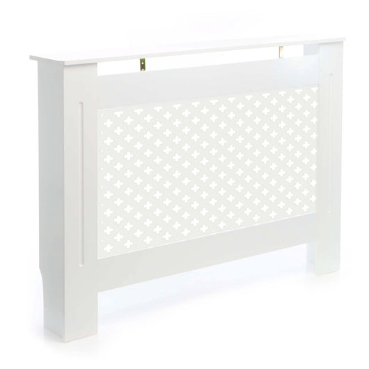 Toboli Copritermosifoni in legno bianco 112 x 19 x 82 cm, copri termosifone in MDF, pannello in legno per radiatori, elegante mobile copritermosifone
