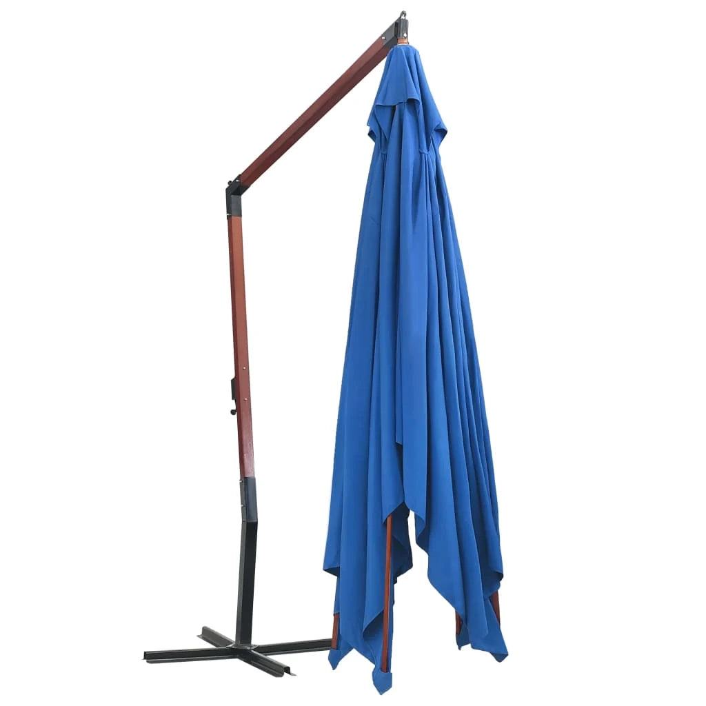Ombrellone a sospensione con palo in legno 400 x 300 cm blu 02_0008713