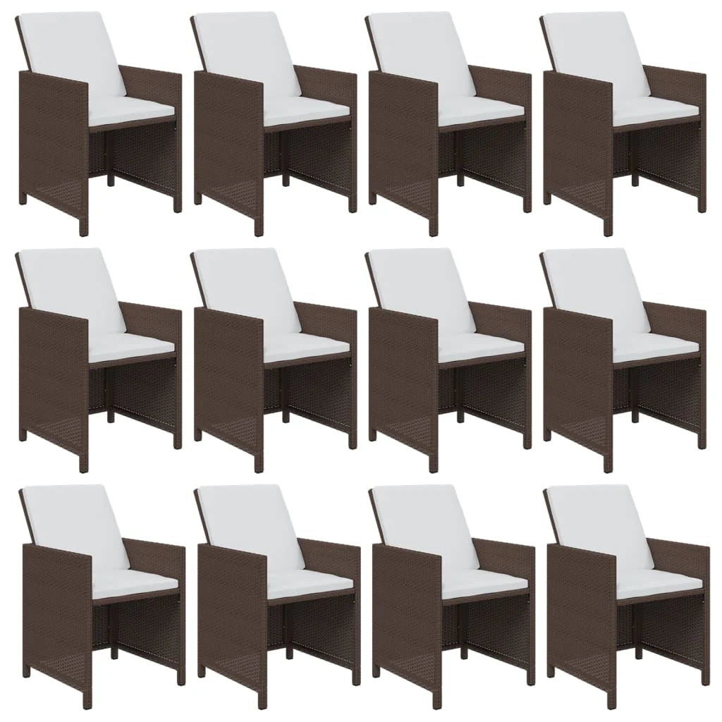 Set da pranzo per esterni composto da 13 pezzi con cuscini in resina intrecciata marrone 02_0014420