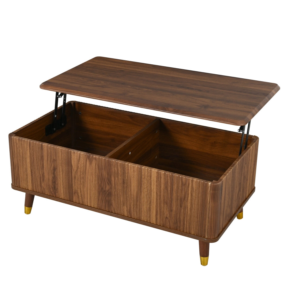 Tavolino da caff¨¨ 97x52 cm con piano regolabile in MDF color noce
